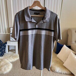 Banana Republic Polo L Mens Slim Luxury Performance Buttonless Golf Shirt Gray